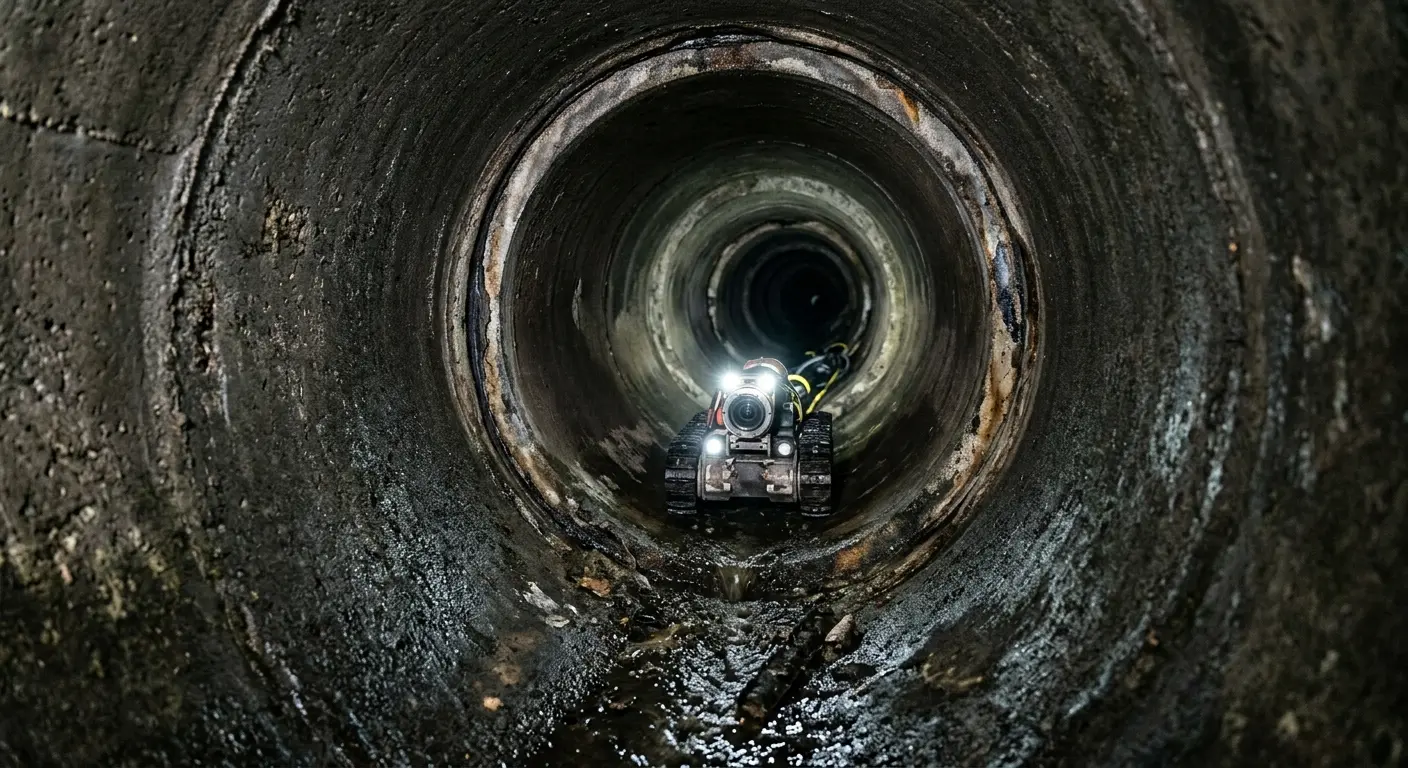 Robotic sewer camera inspecting pipe interior for Drain Snake Service in Berkley